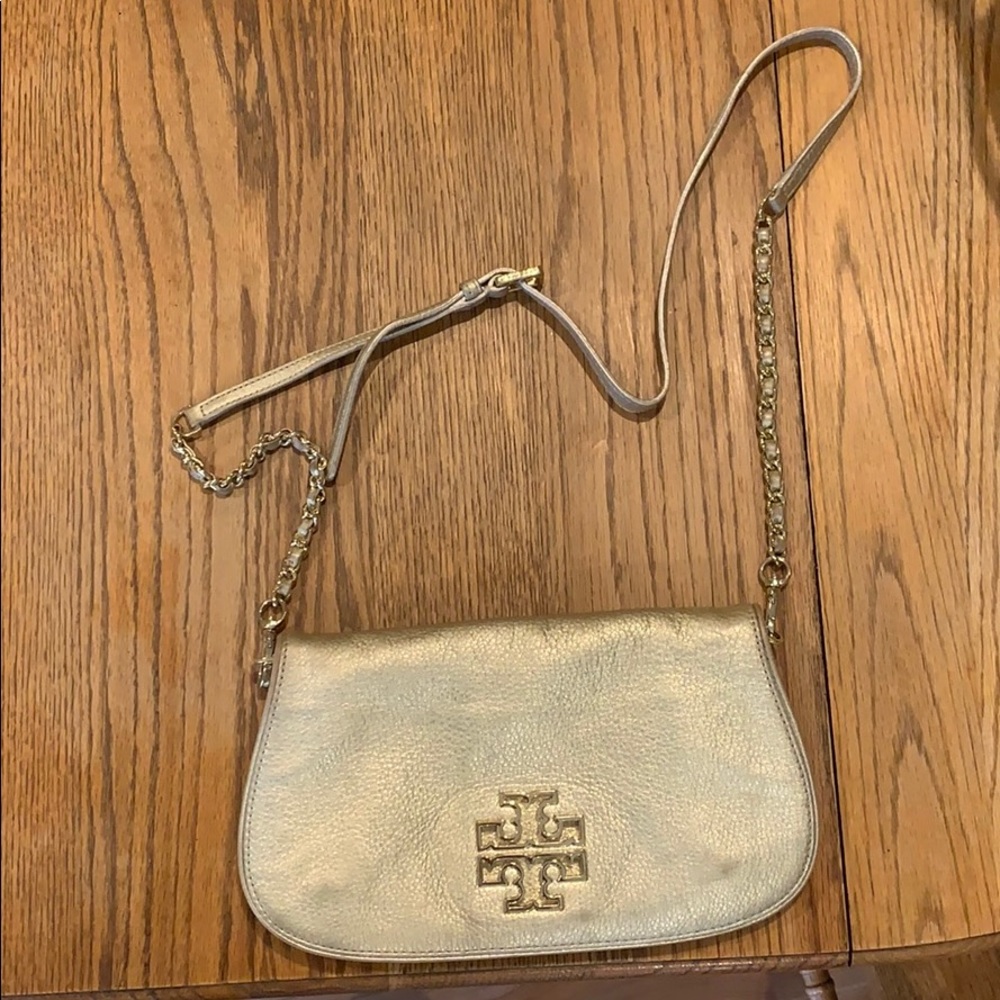 Gold Tory Burch Britten Clutch